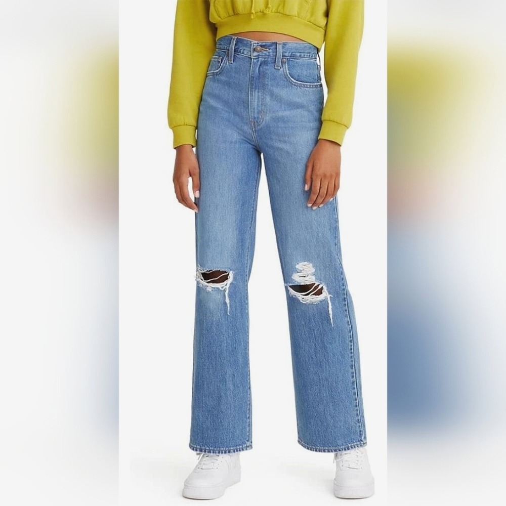 Levi's Light Blue Distressed Flare Jeans